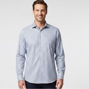 Pronto Uomo Mens Blue Check Button-Down - Non-Iron Luxury  (16  - 34/35)